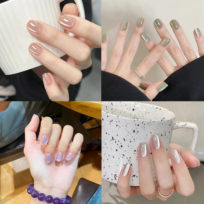 Nail Art Cat Eye Simple - 10 قطع من الأظافر الاصطناعية العصرية