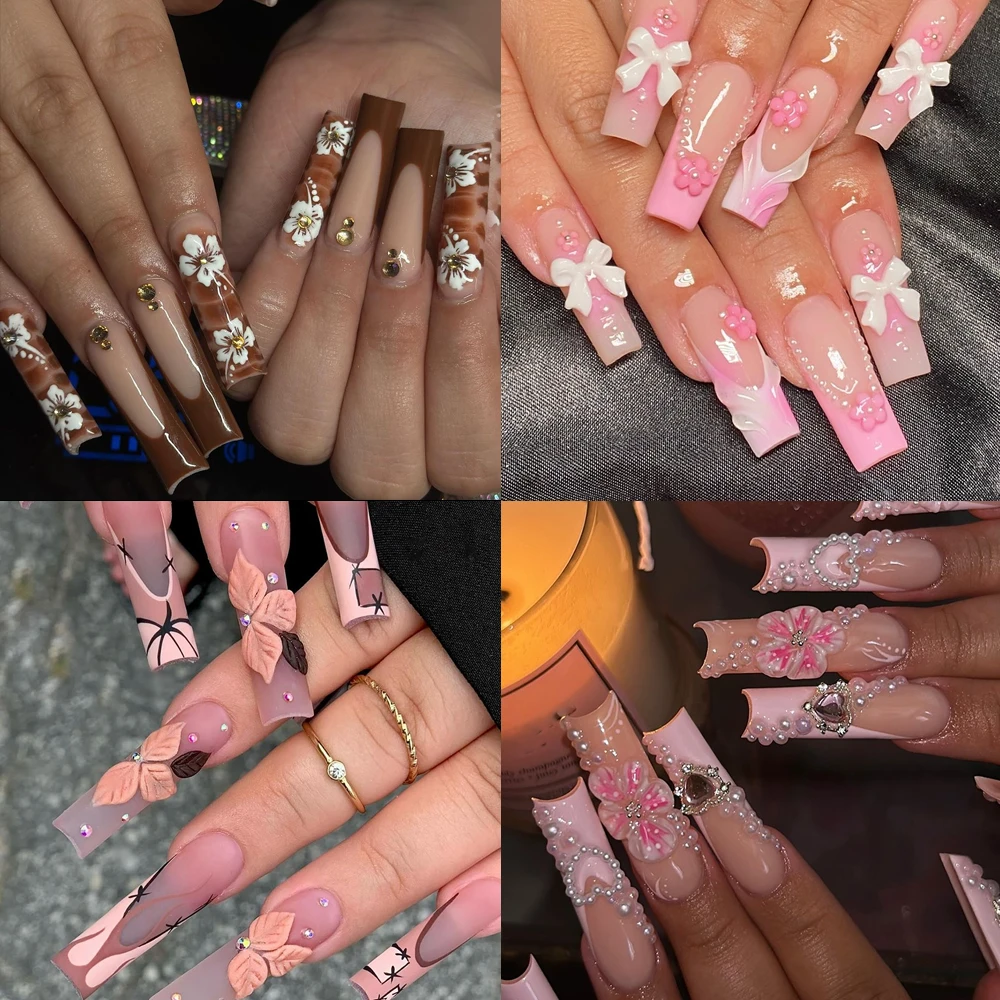 Nail Art Xl - 10 قطعة اليدوية الفرنسية عارية الوردي
