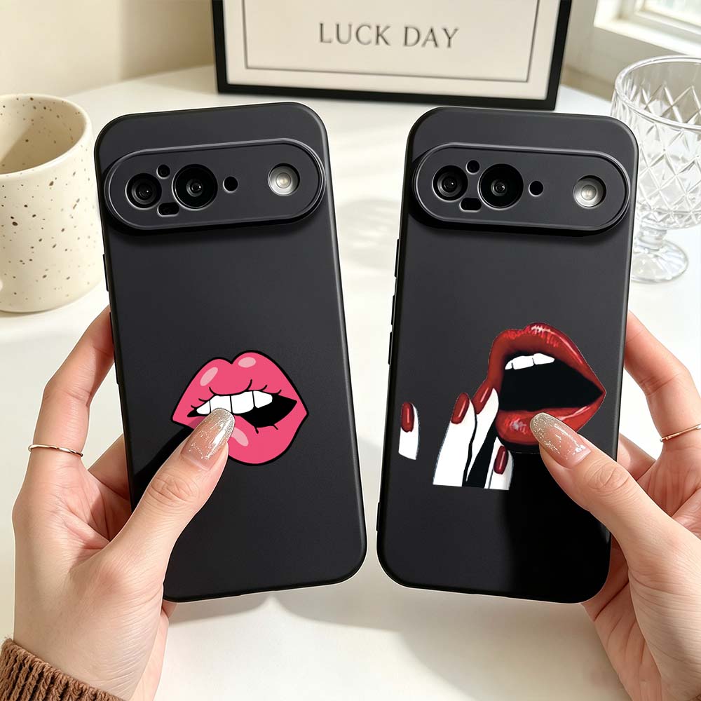 Nail Art Xl - غطاء هاتف بتصميم شفاه حمراء وفن