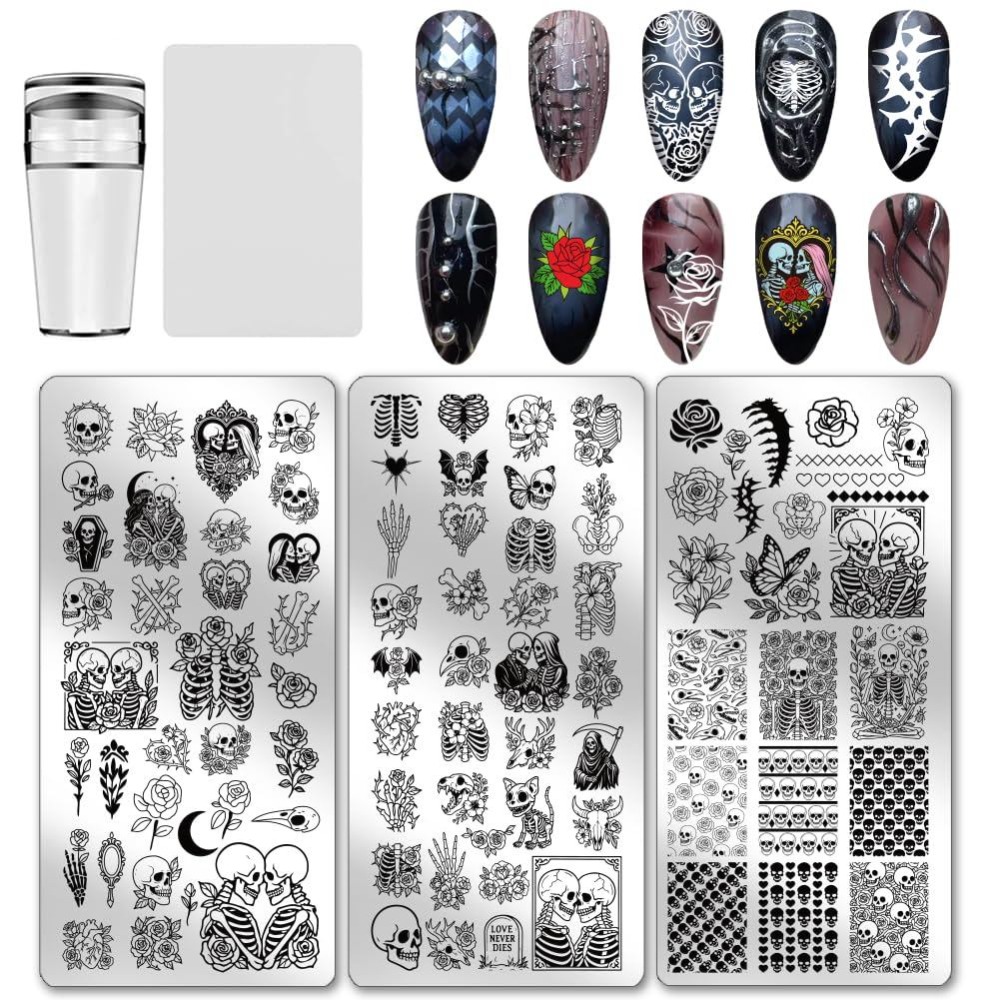 Nail Art Gothic - 3 قطع من قوالب طباعة الأظافر
