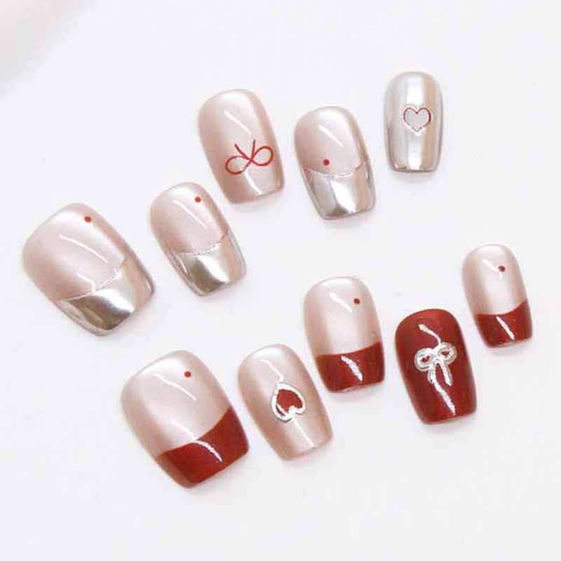 Nail Art Cat Eye Simple - 10 قطعة النساء اليدوية الصحافة على