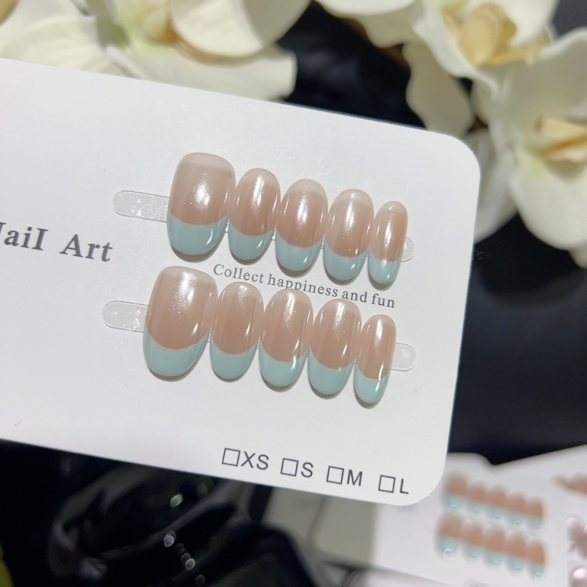 Nail Art Cat Eye Simple - 10 قطع من الأظافر الاصطناعية القصيرة