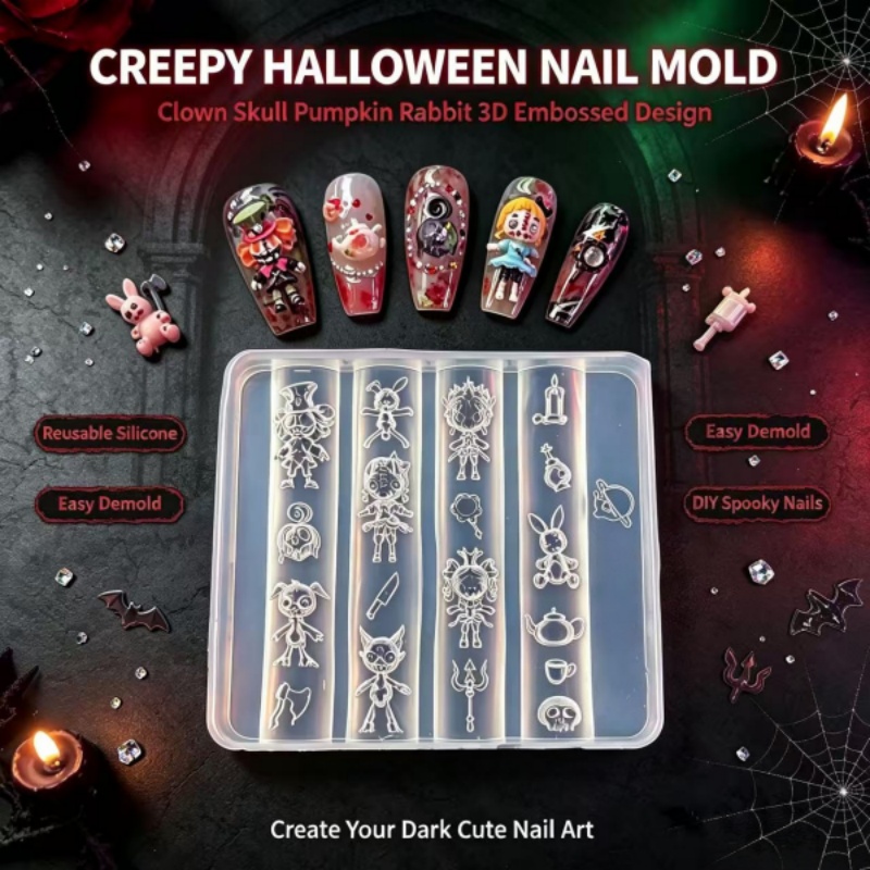 Nail Art Gothic - قالب سيليكون لفن الأظافر بتصميمات ثلاثية