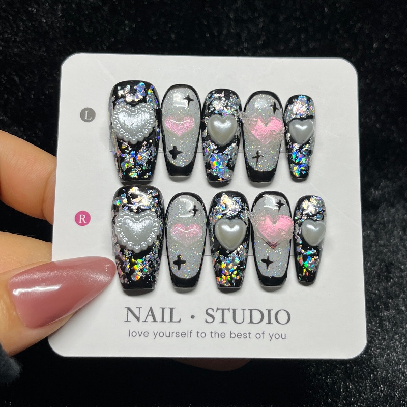 Nail Art Gothic - 10 قطعة الصحافة السوداء القوطية على