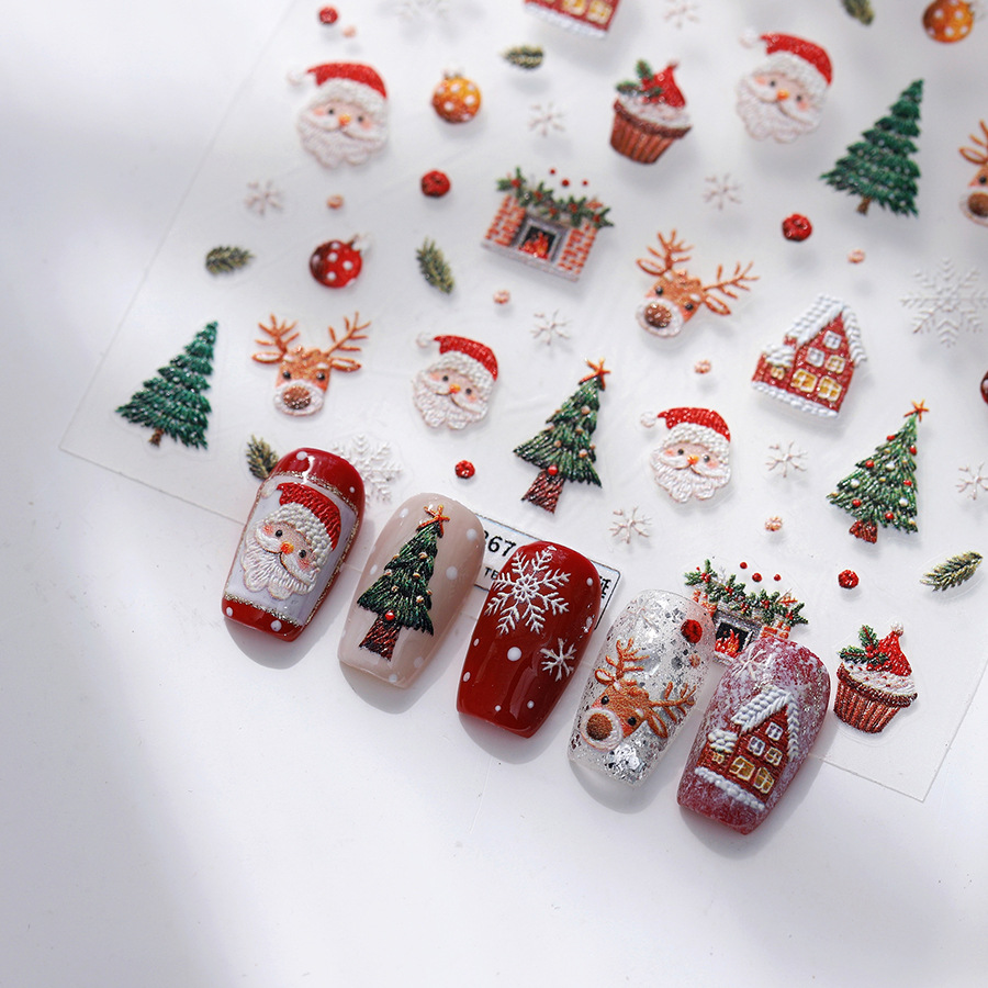 Nail Art Xmas Design - لطيف عيد الميلاد الدب والزنجبيل ملصقات