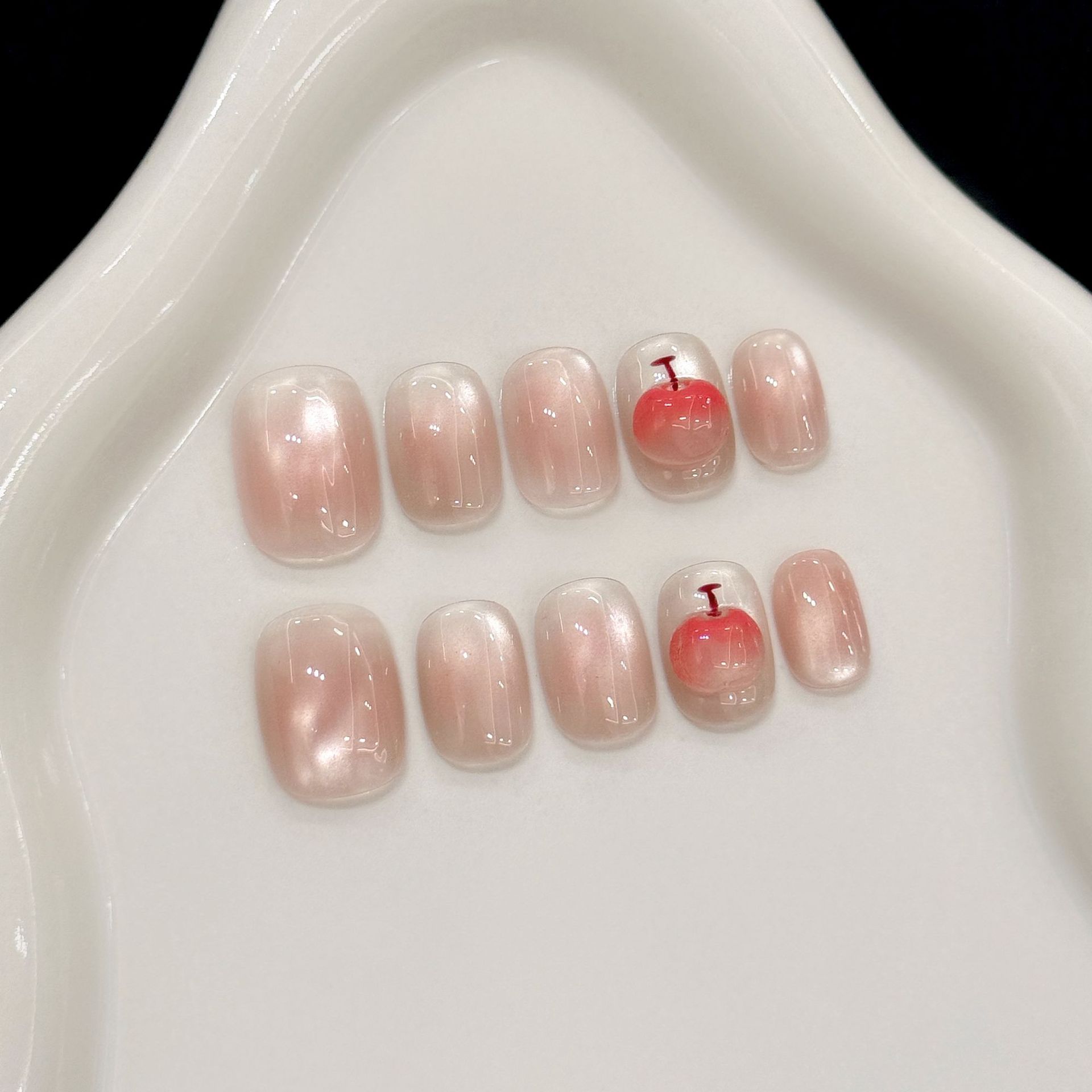 Nail Art Cat Eye Simple - 10 قطع من الأظافر الاصطناعية المصنوعة
