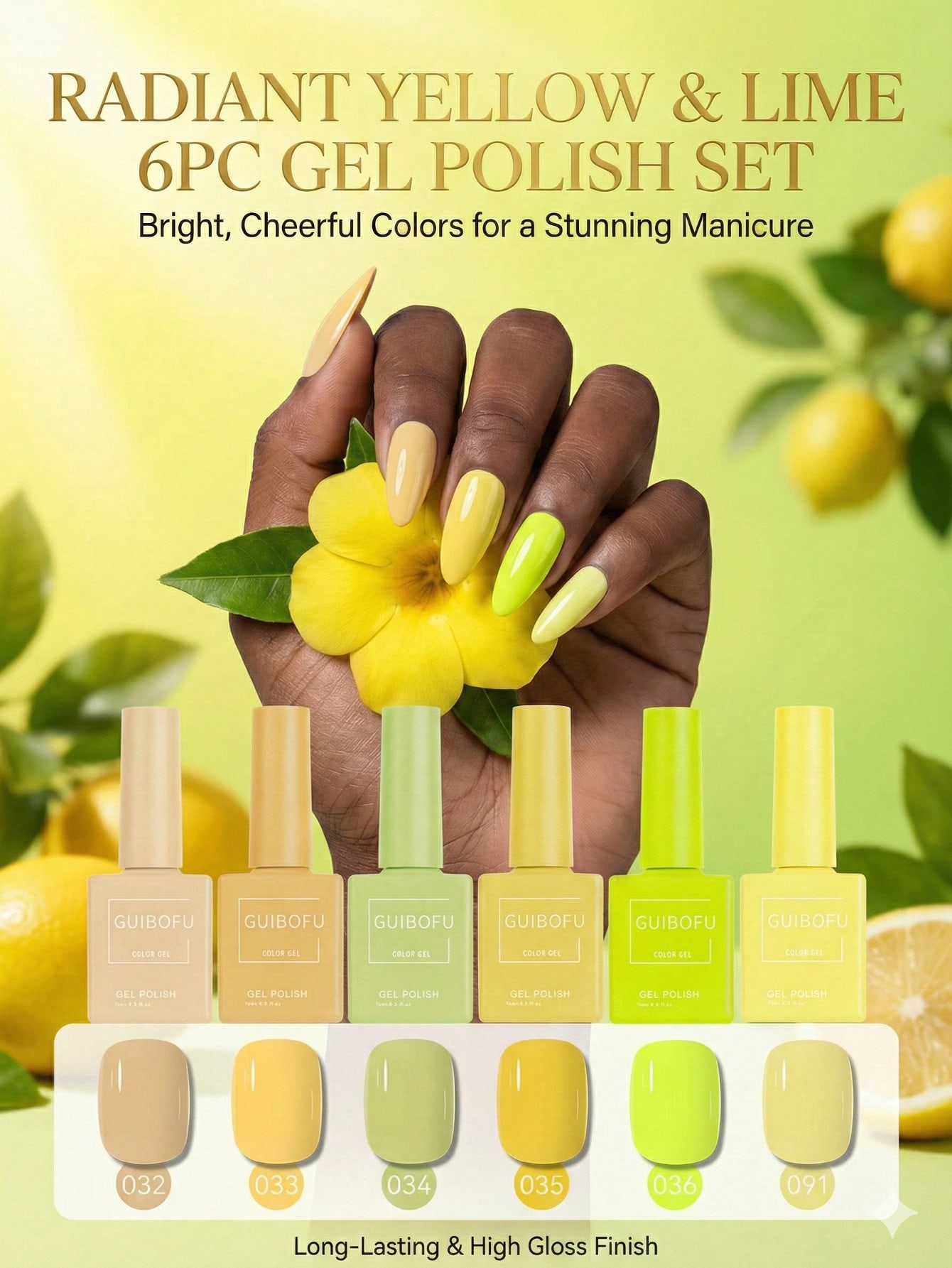 Nail Art Yellow - 6 قطع/مجموعة 15 مل طقم ألوان