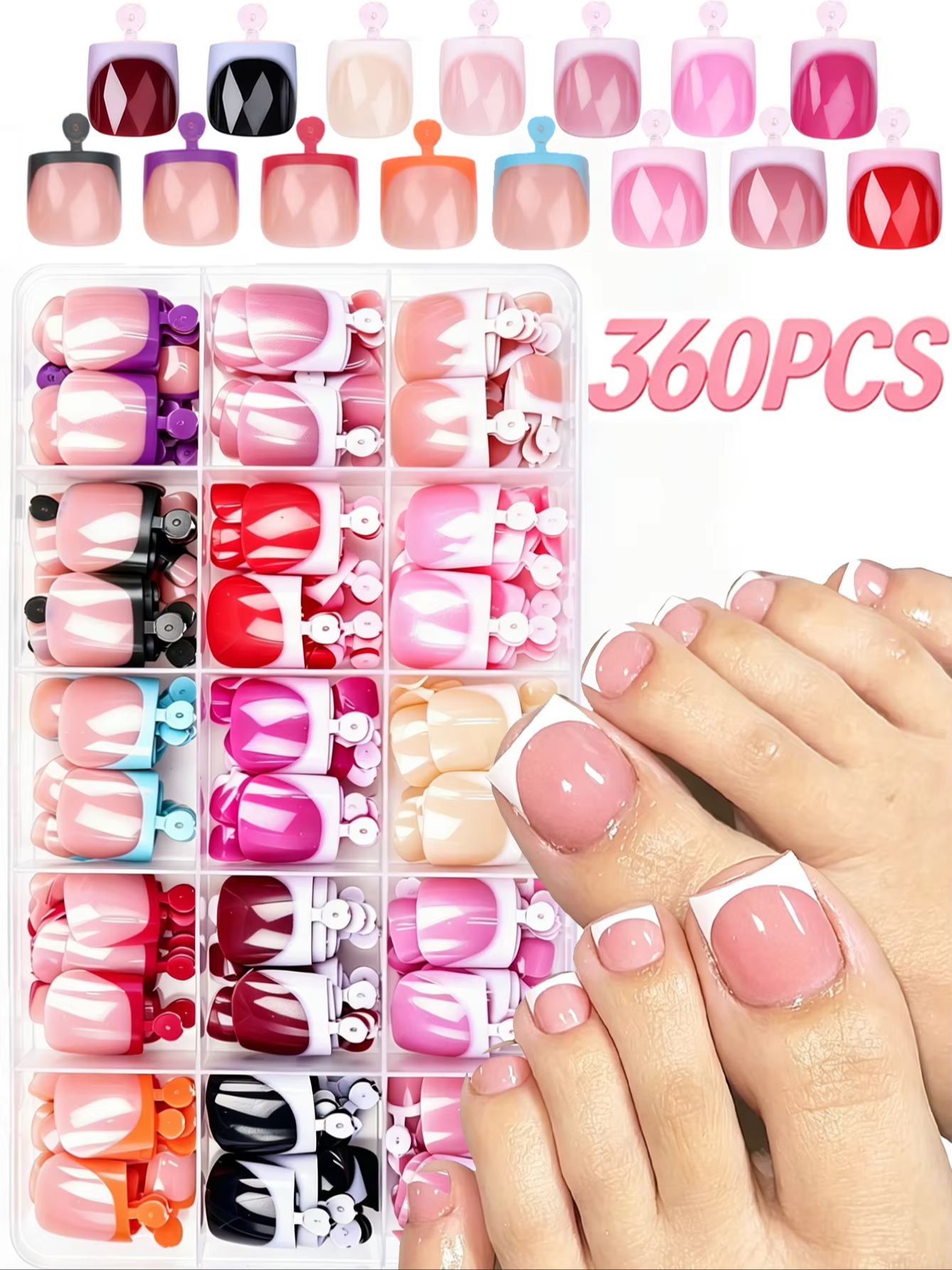 Nail Art Fake Nails - 360 قطعة من أظافر القدم الاصطناعية
