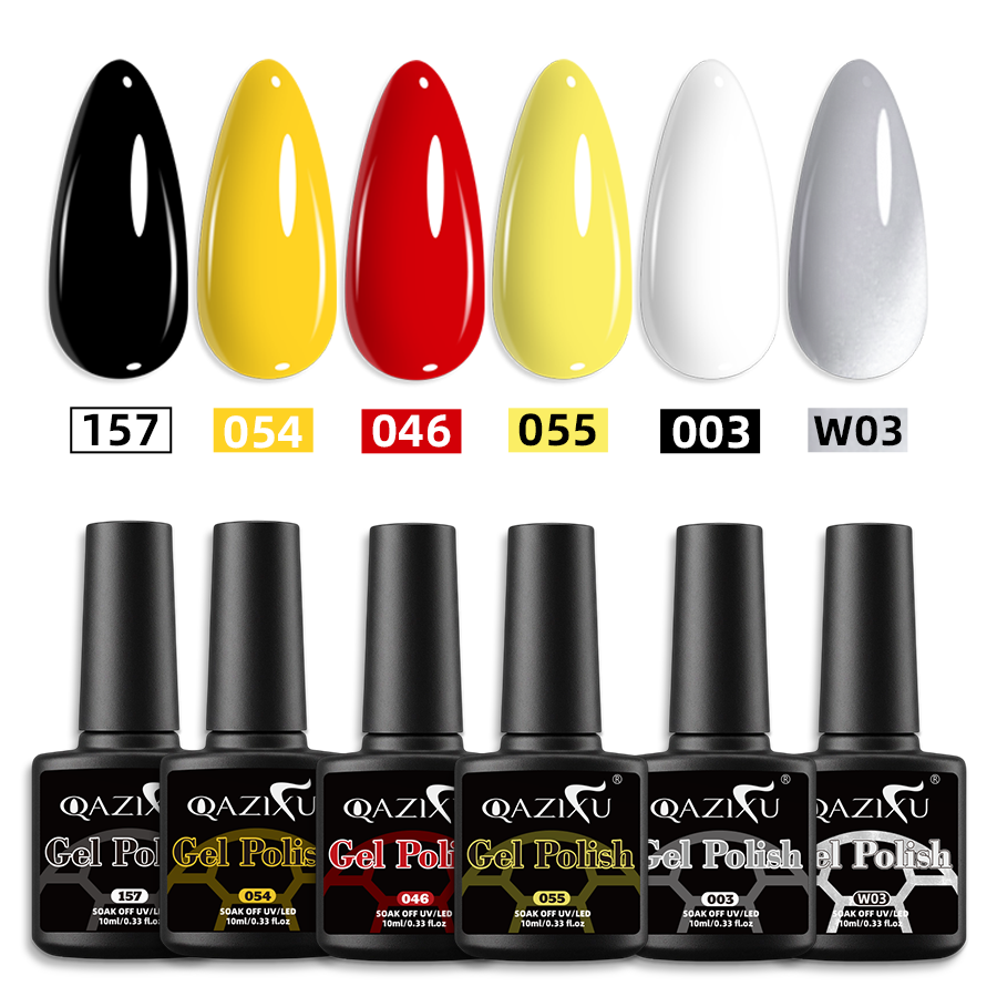 QAZIXU مجموعة طلاء أظافر جل بأ - مراجعة Nail Art Yellow وسعره