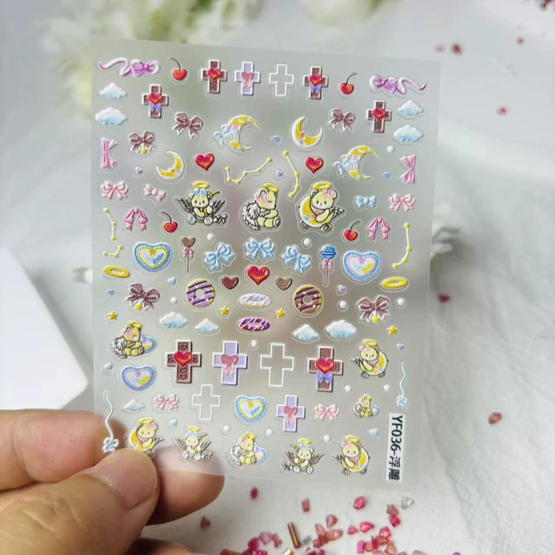 لطيف الملاك الدب الكرتون 3D ال - مراجعة Nail Art Motif وسعره