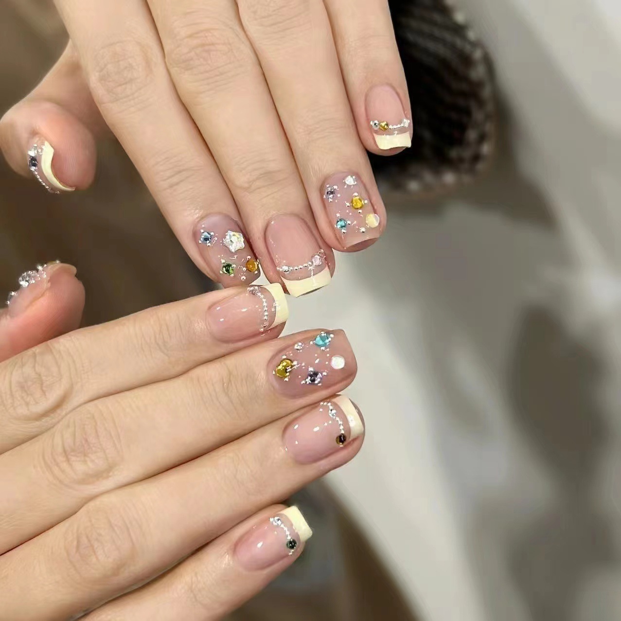 10 قطعة مربع قصير الفرنسية الي - مراجعة Nail Art Cat Eye Simple وسعره