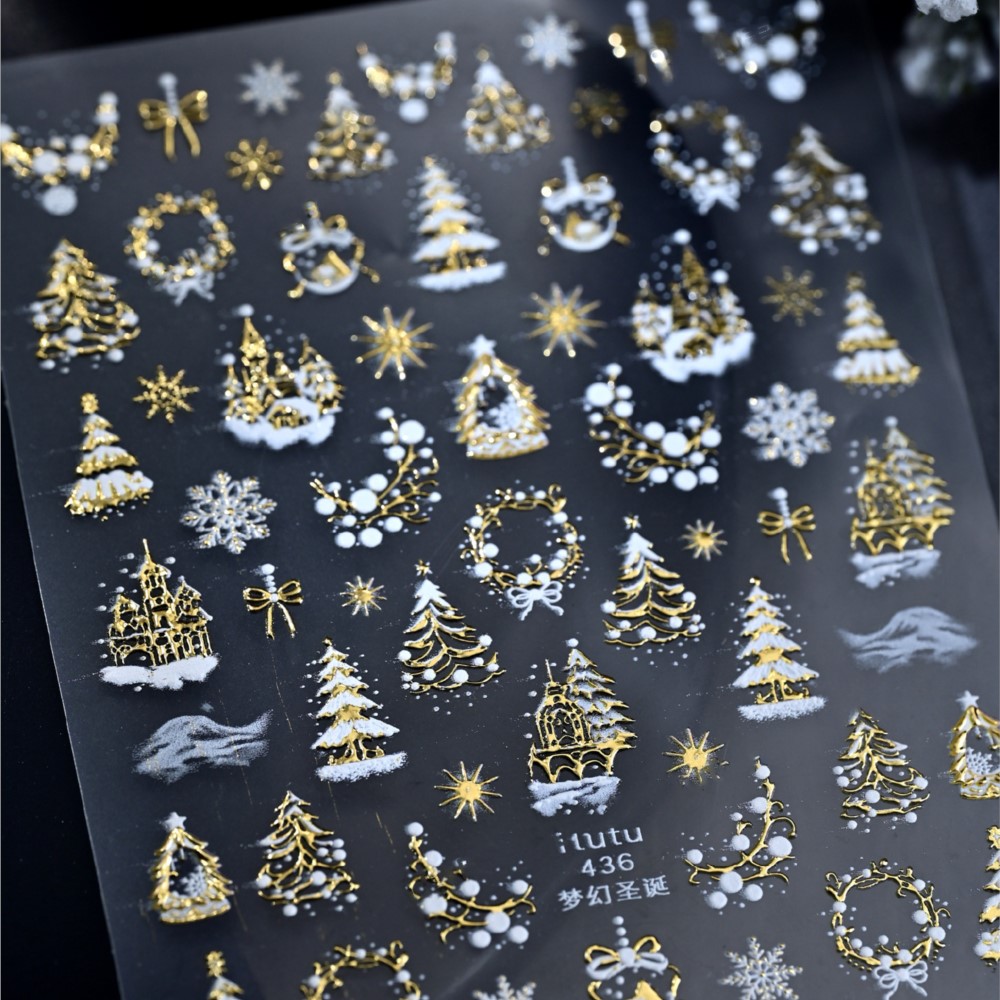 5D تنقش الذهب القلعة/الإكليل/ش - مراجعة Nail Art Xmas Design وسعره
