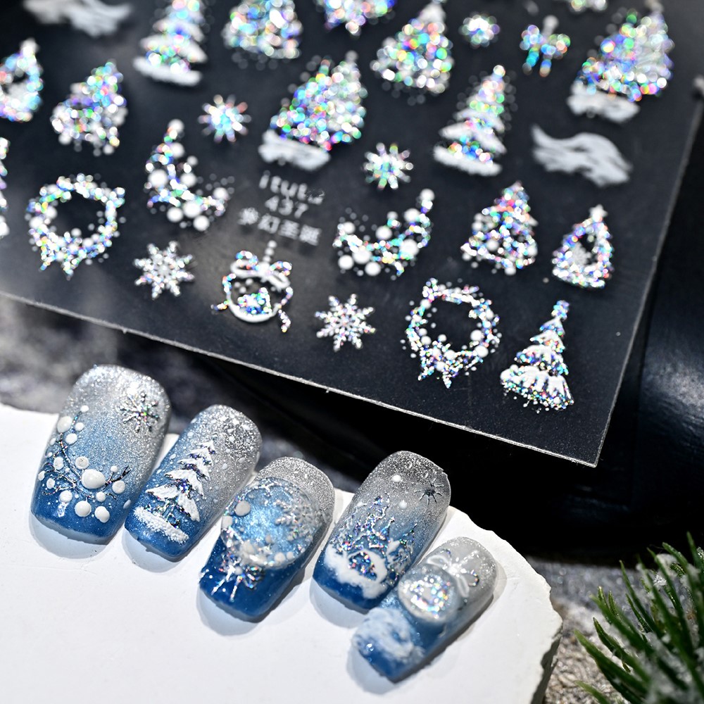 5D تنقش الذهب القلعة/الإكليل/ش - مراجعة Nail Art Xmas Design وسعره