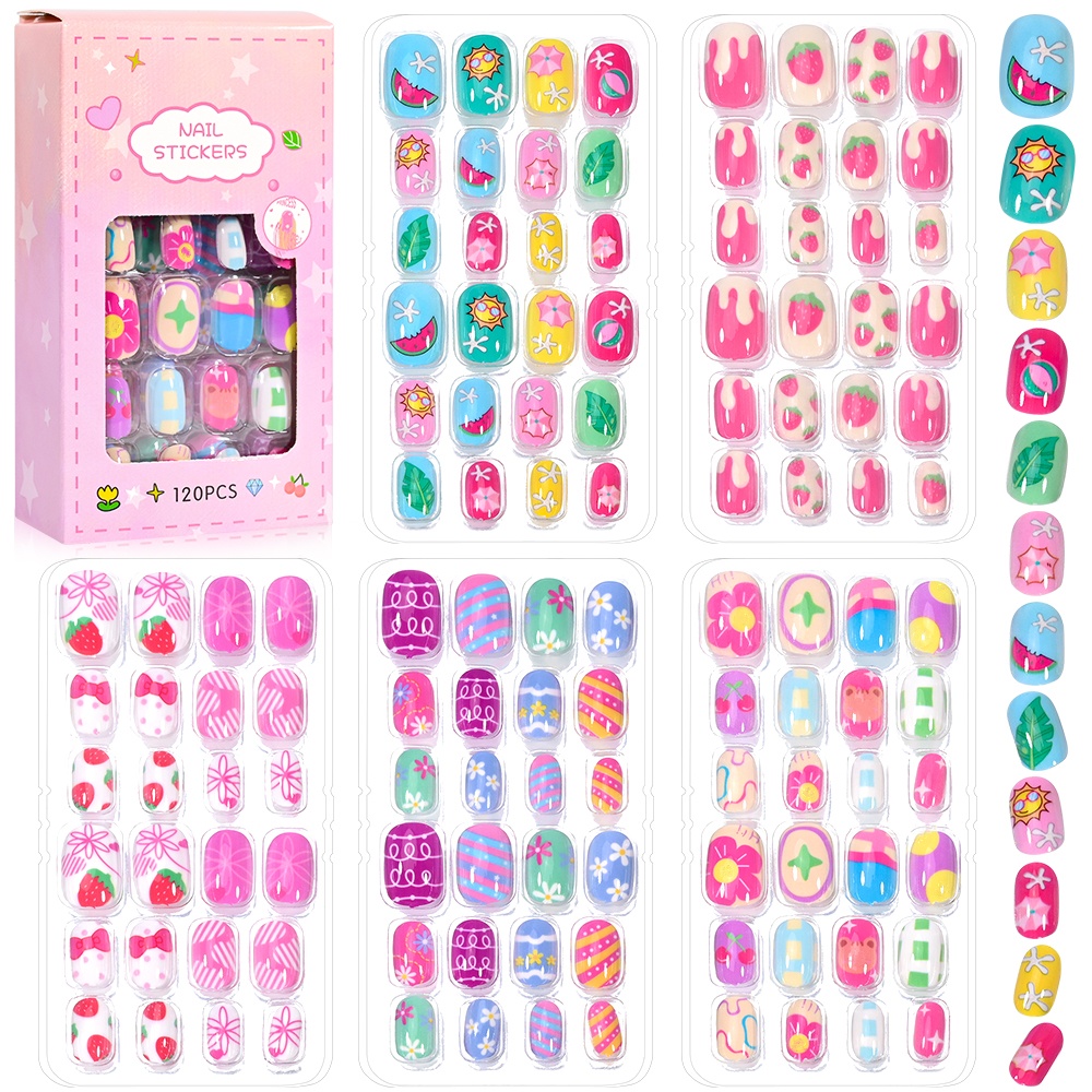 120 قطعة 5 مجموعة كاندي الاطفا - مراجعة Nail Art Fake Nails وسعره