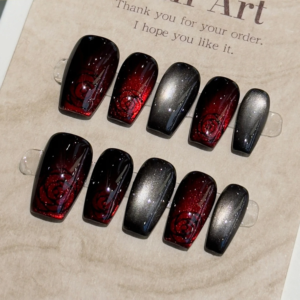10 قطع أظافر صناعية أكريليك لا - مراجعة Nail Art Cat Eye Simple وسعره