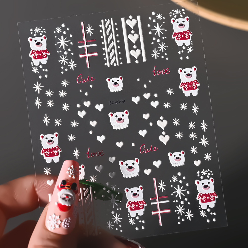 1 ورقة 5D تنقش عيد الميلاد مسم - مراجعة Nail Art Xmas Design وسعره